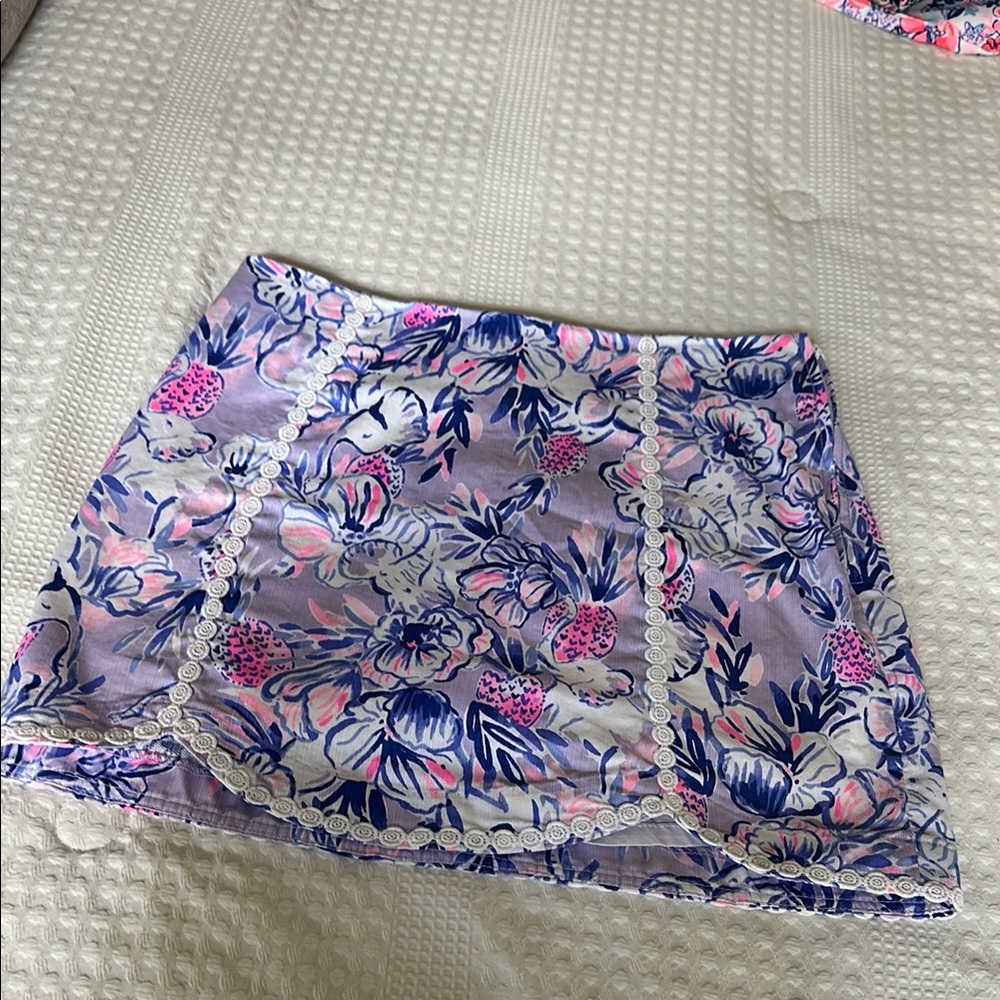 Floral Mini Skort in Purple and pink
